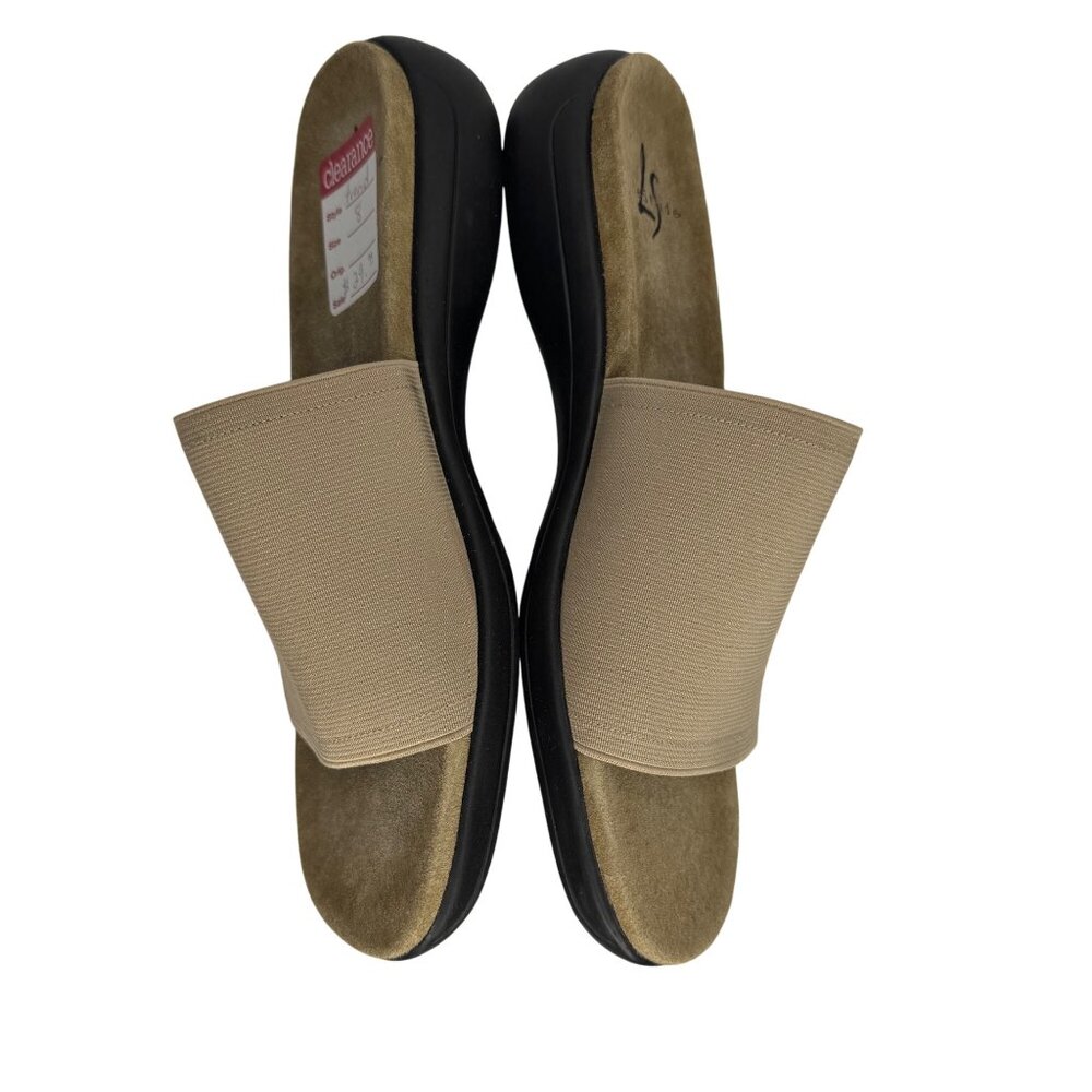 Vintage Y2K Square Toe Life Stride Comfort Stretchy Wide‎ Strap Tan Sandals 8M - Picture 6 of 8